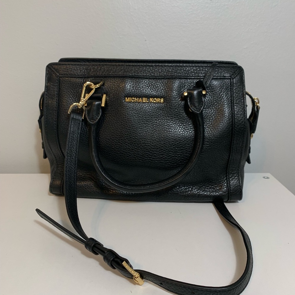 MK black pebble leather medium Satchel tote